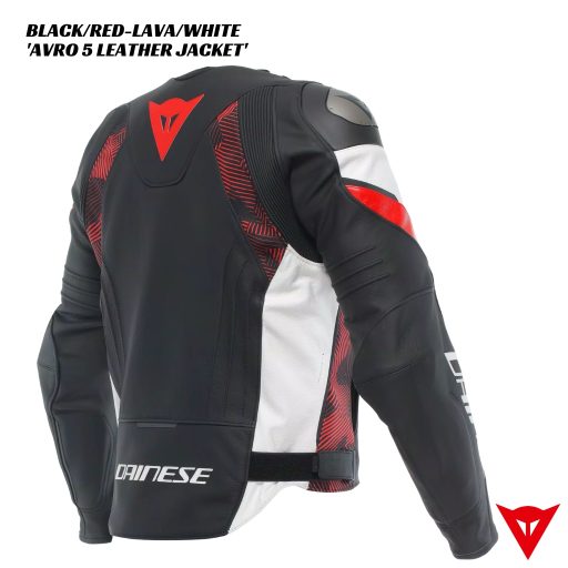 Dainese AVRO 5 Leather Jacket - BLACK/RED-LAVA/WHITE