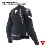 Dainese AVRO 5 Womens Leather Jacket - BLACK/BLACK/WHITE
