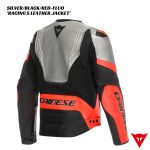 Dainese Racing 5 Leather Jacket - SILVER/BLACK/RED-FLUO