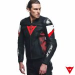 Dainese AVRO 5 Leather Jacket - BLACK/RED-LAVA/WHITE