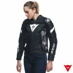Dainese AVRO 5 Womens Leather Jacket - BLACK/BLACK/WHITE