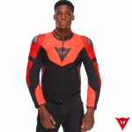 Dainese Iperattiva Leather-Tex Jacket - RED-FLUO/BLACK