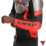 Dainese Racing 5 Leather Jacket - SILVER/BLACK/RED-FLUO