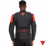 Dainese Racing 5 Perforated Leather Jacket - BLACK/BLACK/RED-FLUO